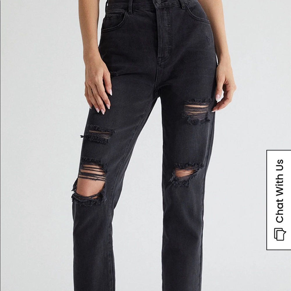 PACSUN SLIM FIT DISTRESSED BLACK JEANS